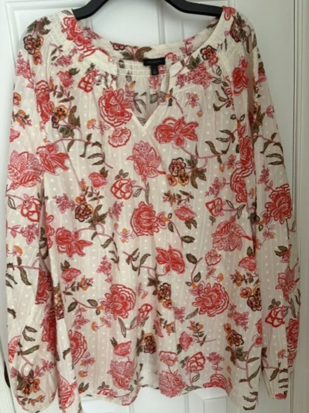 Talbots Smocked Top - Graceful Floral Popover Size XL - Picture 2 of 3